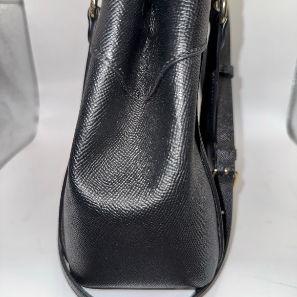 Black Coach Crossgrain Leather Satchel Tote Bag Gold Hardware Like New - Picture 6 of 11